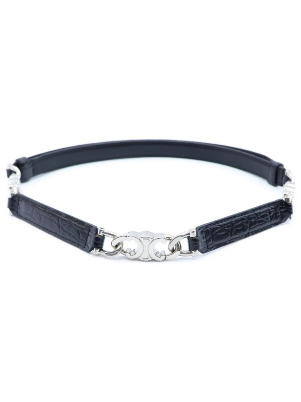Celine Triomphe Leather Belt Black